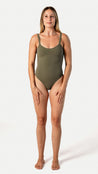 GREEN OLIVE - PANELLED ONE PIECE