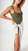 GREEN OLIVE - PANELLED ONE PIECE
